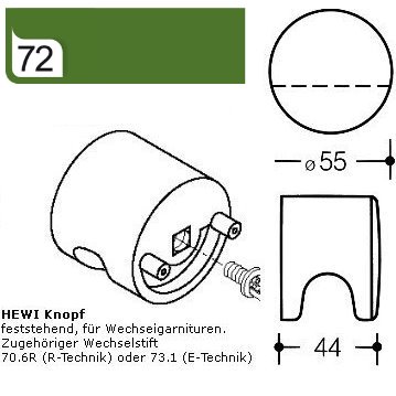 HEWI 122.23FK 72 Türknopf mit Griffmulde feststehend maigruen